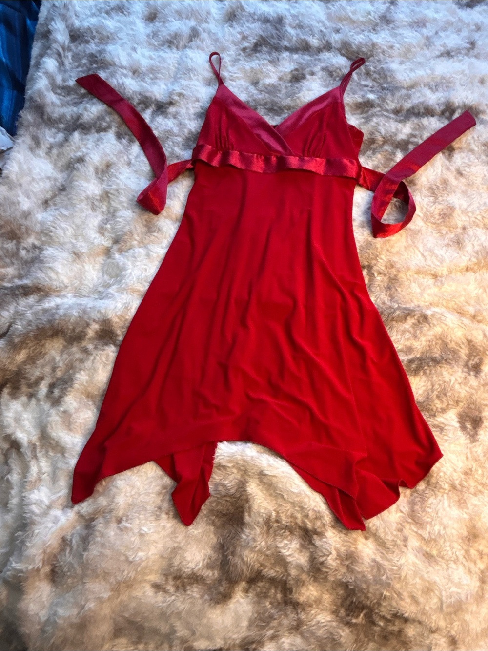 Vintage Y2K Wet Seal Red Satin-Trim Slip Dress